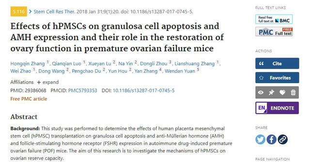 干细胞改善卵巢功能临床数据集锦