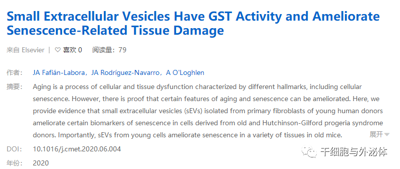 高活力的外泌体让衰老细胞重获新生