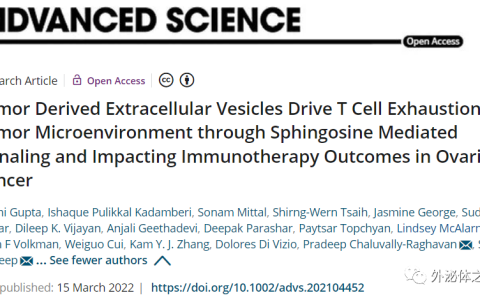 Adv Sci：肿瘤EVs通过鞘氨醇激酶驱动肿瘤微环境中的T细胞耗竭