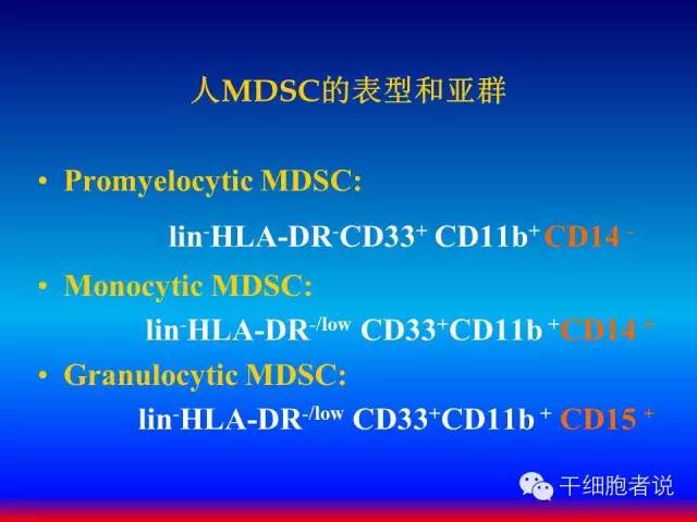 免疫细胞家族成员：MDSCs