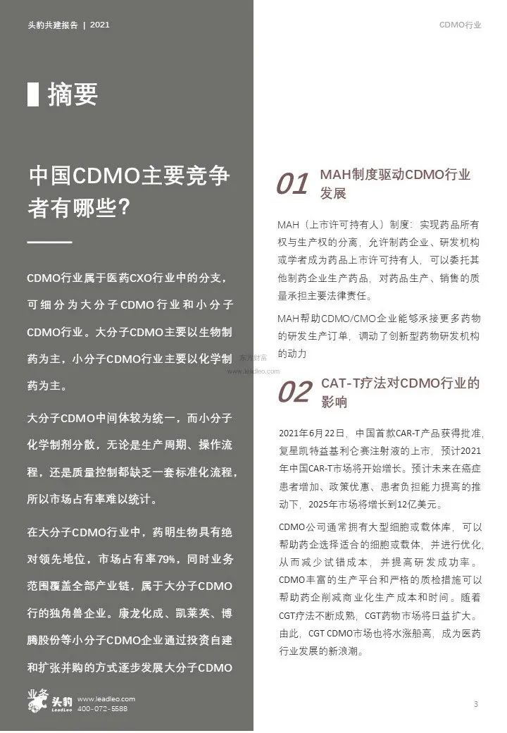 中国CDMO行业研究报告