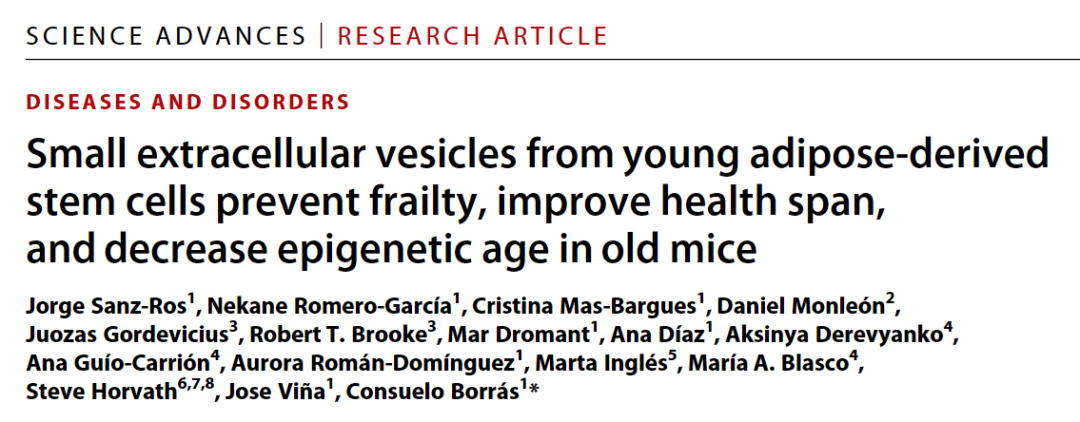 抗衰老新方法：注射年轻个体的细胞外囊泡，改善衰老迹象