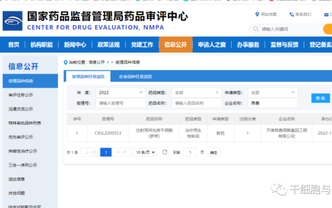 我国又一个干细胞新药IND申报获得受理：注射用间充质干细胞