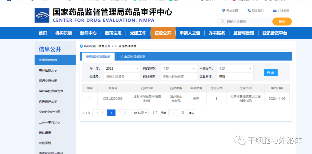 我国又一个干细胞新药IND申报获得受理：注射用间充质干细胞