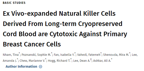 长期冻存的NK细胞活性不减，还可对抗乳腺癌