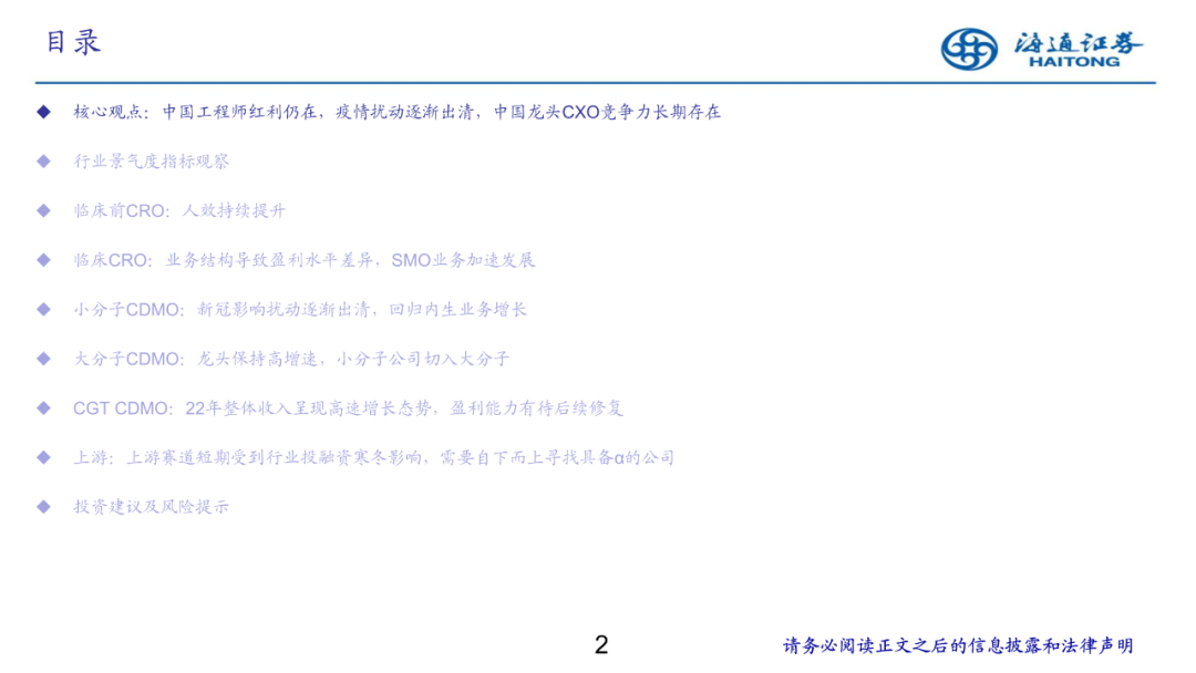 CXO行业最新研究报告