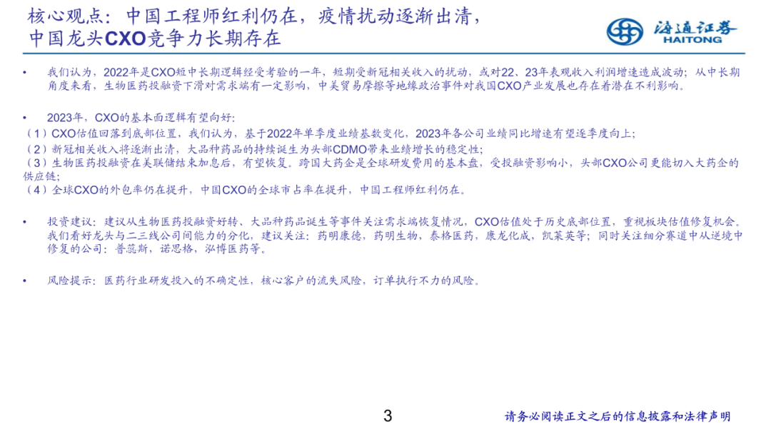 CXO行业最新研究报告